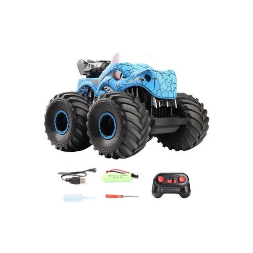 Voiture de cascade télécommandée dinosaure à 360 degrés avec effets lumineux et sonores