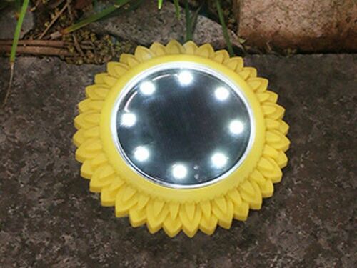 Lot De 4 Lampes Solaires De Sol À 8 Led Pour Éclairage De Jardin, Pelouse Et Allée - Jaune