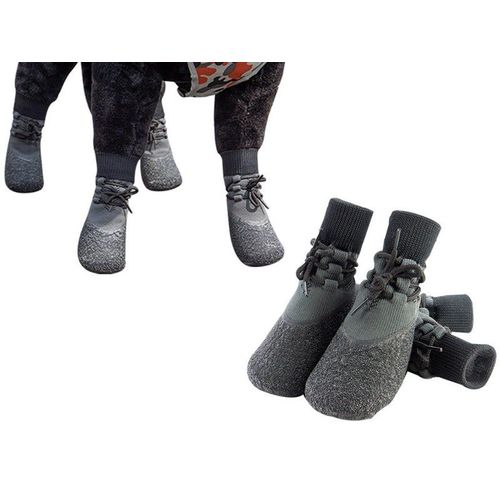 Lot De 4 Paires De Chaussettes Antidérapantes Et Imperméables Pour Chien, Taille 2xl, Gris