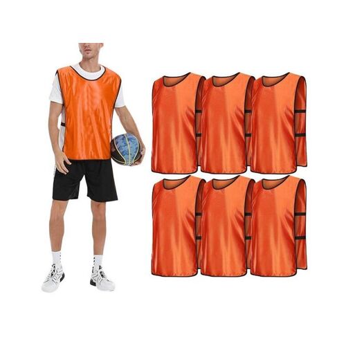 Lot De 6 Gilets D'entraînement Orange Pour Adultes, Dossards D'entraînement Pour Sports D'équipe