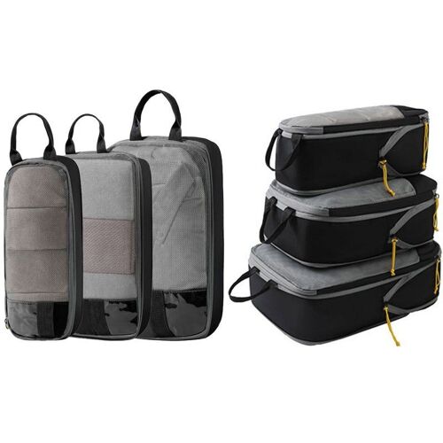 Lot de 6 sacs de rangement à compression pour voyage - Organisateurs noirs pour vêtements