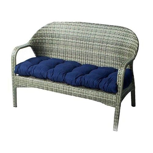Coussin de banc bleu pour l'intérieur et l'extérieur, 90 x 50 cm, 7 cm d'épaisseur, avec sangles pour un maintien sûr