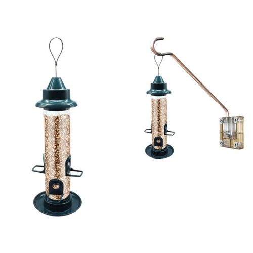 Mangeoire À Oiseaux Anti-Écureuils Avec 3 Ports Et Une Capacité De 1,5 L Pour Jardin Extérieur Suspendu