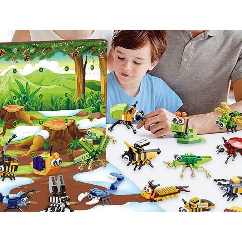 Calendrier de l'Avent Insectes, blocs de construction, jouet pour enfants, compte à rebours jusqu'à Noël