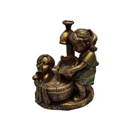 Mini Statue De Jardin Garçon Et Fille, Ornement De Pelouse Extérieur En Résine Phosphorescente 13 X 8 X 15 Cm, Style 3