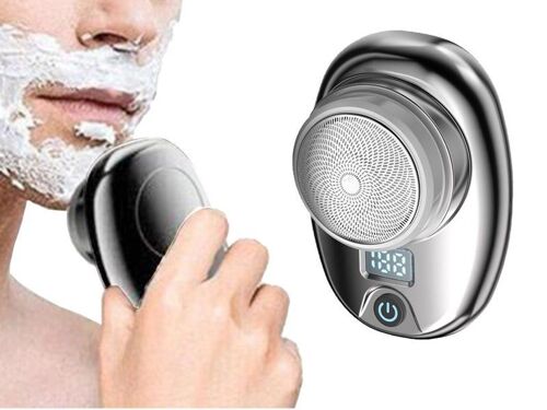 Mini Rasoir Électrique Portable Rechargeable Argenté Avec Affichage Numérique Et Chargement De Type C
