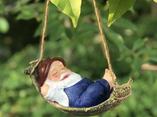 Décoration de jardin à suspendre en résine représentant le Père Noël avec chapeau marron, pour la maison et l'extérieur