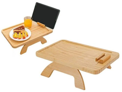 Plateau D'accoudoir De Canapé En Bois À Clipser Avec Support Pour Téléphone Et Espace Pour Collation, Pliable Et Réglable Pour Une Utilisation Facile