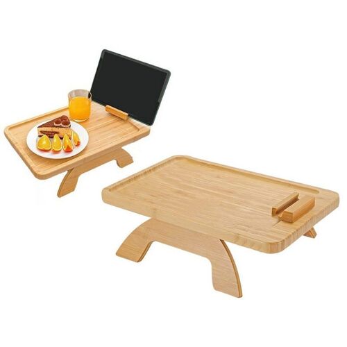 Plateau D'accoudoir De Canapé En Bois À Clipser Avec Support Pour Téléphone Et Espace Pour Collation, Pliable Et Réglable Pour Une Utilisation Facile