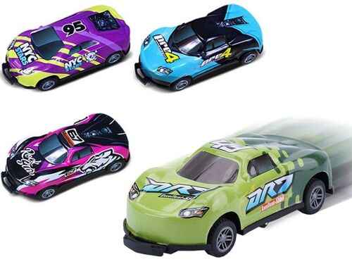 Coffret de 4 voitures à friction pour enfants : cascades, véhicules mécaniques, jouets de course, à partir de 3 ans