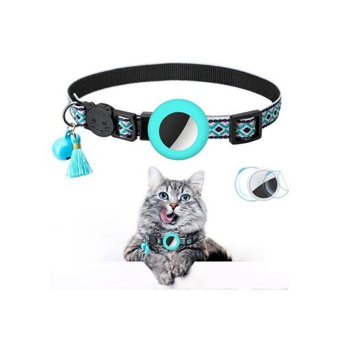 Collier Réglable Pour Chat Avec Support Airtag - Motif Vert