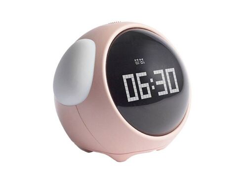 Réveil de chevet à commande vocale avec veilleuse pour enfants - Rose