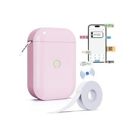 Étiqueteuse Bluetooth - Rose, mini-imprimante d'étiquettes avec ruban adhésif, compatible iOS et Android, chargement USB