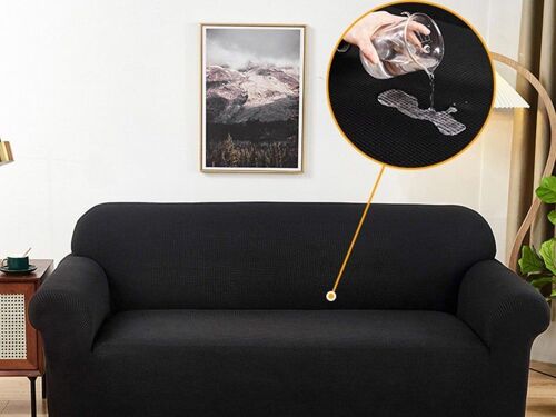 Housse de canapé extensible déperlante 1 place noire