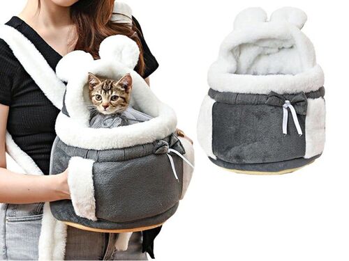 Sac À Dos De Transport Pour Animaux Avec Poche Chauffe-Mains - Gris - Taille S