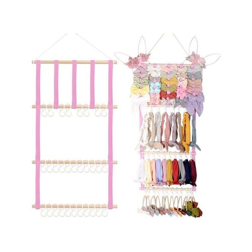 Organiseur Mural Pour Bandeaux Et Noeuds De Cheveux Avec 30 Crochets, Support De Rangement Rose Pour Accessoires De Cheveux
