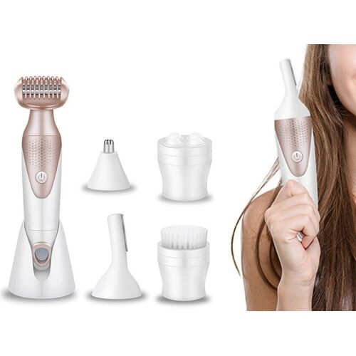 Épilateur Électrique 5 En 1 Pour Femmes : Tondeuse, Brosse Nettoyante Et Outil De Massage