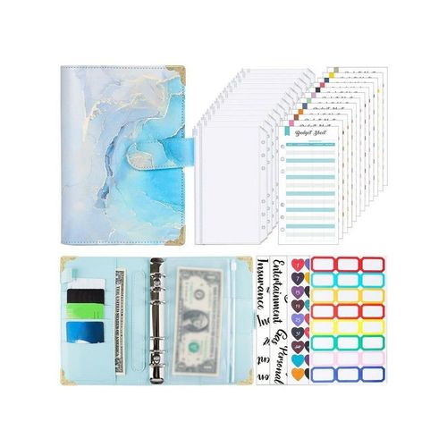 Classeur Budgétaire A6 Avec Enveloppes Et Feuilles Budgétaires - Bleu Clair