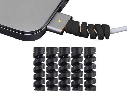 Lot de 40 protections de câbles de chargement noires pour téléphones et ordinateurs
