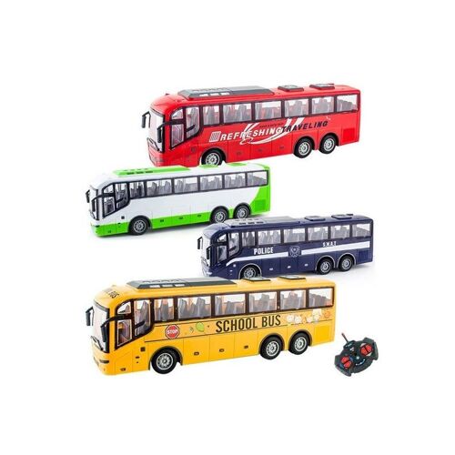 Coffret de jouets de bus télécommandés - Pack de 4 avec lumières LED et contrôleurs à 4 canaux pour enfants