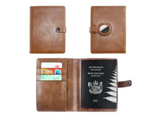 Étui Pour Passeport De Voyage Avec Étui Airtag - Marron