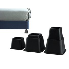 Lot De 8 Rehausseurs De Meubles Pour Pieds De Lit Et De Chaise, Robustes, Réglables En Hauteur, Peu Encombrants, Noirs