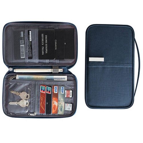 Porte-passeport et portefeuille de voyage bleu marine