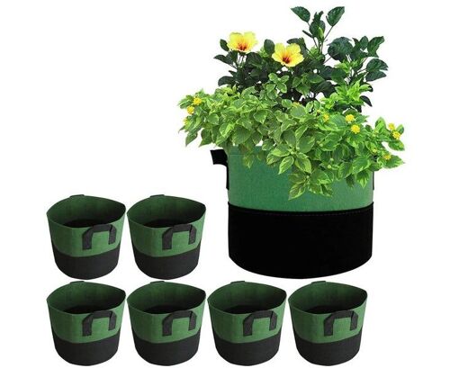 Sacs de culture de 5 gallons avec poignées - Ensemble de 6 pièces, tissu durable, respirant, excellent drainage, utilisation polyvalente