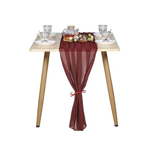 Chemin De Table En Mousseline De Soie 70 X 300 Cm Rouge Vin