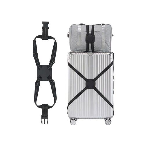 Sangle De Bagage Réglable Avec Boucles Pour Valises Et Sacs - Noir