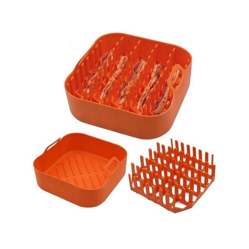 Grille À Bacon Et Plateau De Cuisson En Silicone Pour Friteuse À Air Pour Une Cuisson Uniforme Et Un Nettoyage Facile