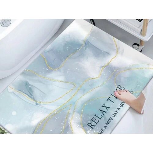 Tapis de salle de bain antidérapant à séchage rapide 40 x 60 cm - Vert et blanc