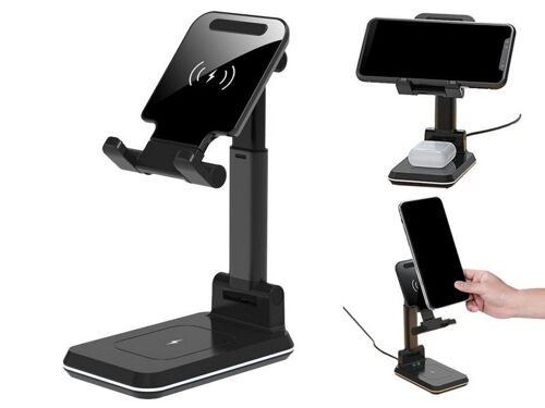 Chargeur Sans Fil Qi 10 W ¿ Station De Charge Pour Deux Appareils Et Support Pour Téléphone