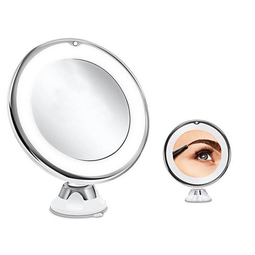 Miroir De Maquillage Grossissant 10x Avec Lumières Led Et Ventouse 