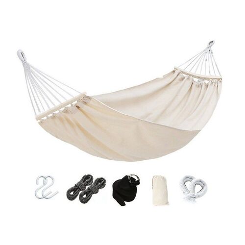 Hamac De Camping Simple Avec Sac De Rangement ¿ Toile Beige, 200 X 80 Cm, Capacité De Charge 100 Kg