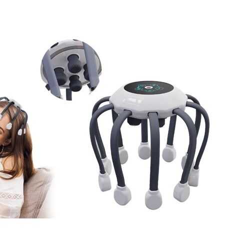 Masseur De Cuir Chevelu Portable Usb En Forme De Pince De Poulpe - Gris