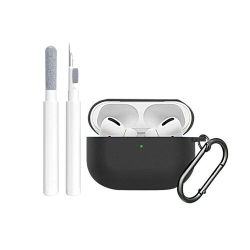 Étui en silicone pour AirPods Pro avec kit de nettoyage et porte-clés - Noir