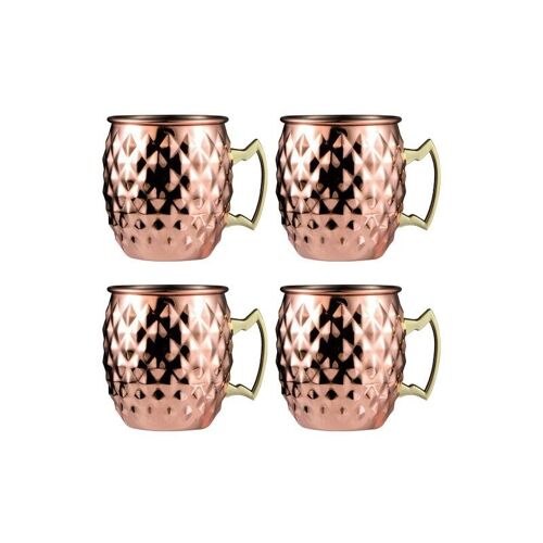 Lot De 4 Mugs Moscow Mule En Acier Inoxydable ¿ Finition Or Rose, Capacité De 530 Ml, Durables Et Élégants