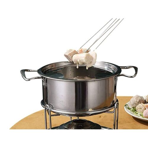 Service À Fondue En Acier Inoxydable Avec 6 Fourchettes Pour Fondue Au Chocolat Et Au Fromage