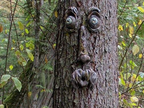 Statues d'arbres pour décoration extérieure - Motif écorce d'arbre - Art de jardin - Installation facile - Idée cadeau