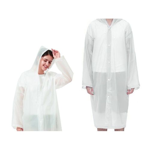 Poncho À Capuche Unisexe Imperméable Réutilisable Eva Blanc