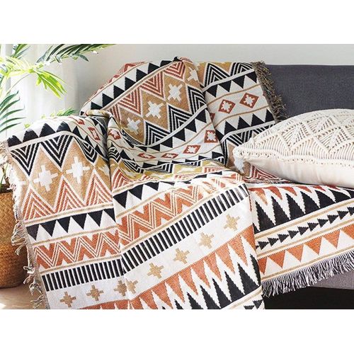 Plaid Aztèque 130 X 160 Cm Avec Pompons Pour Canapé, Lit Ou Décoration Murale ¿ Multicolore