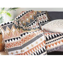 Plaid Aztèque 130 X 160 Cm Avec Pompons Pour Canapé, Lit Ou Décoration Murale ¿ Multicolore