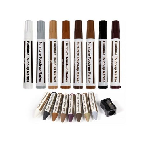 Kit De 17 Marqueurs Et Cires Pour Réparation De Meubles En Bois Avec Taille-Crayon