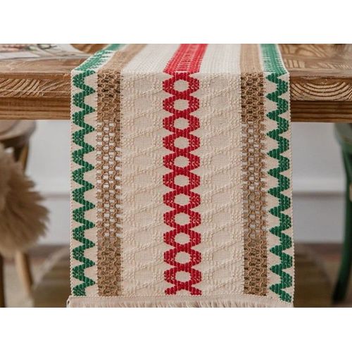Chemin De Table En Coton Et Lin 200 X 30 Cm Avec Pompons Style 2