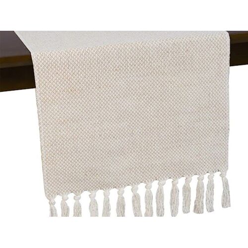 Chemin De Table En Coton Et Lin 275 X 33 Cm Avec Pompons, 50 % Coton, 50 % Jute, Lavable À La Main, Décoration D'intérieur Polyvalente