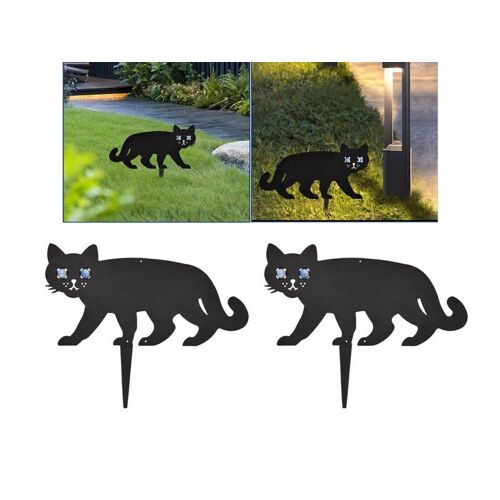 Lot de 2 statues de jardin en forme de chat noir - Effaroucheur et dissuasif pour les oiseaux et les nuisibles