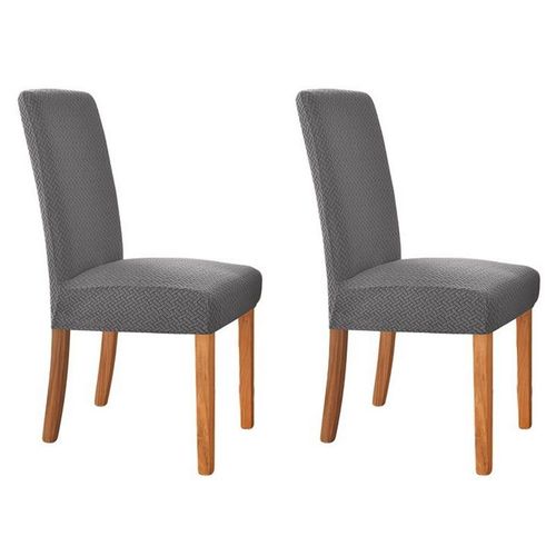 Lot De 2 Housses De Chaise Extensibles Grises Pour Chaises De Salle À Manger Et De Salon