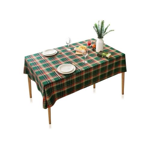 Nappe À Carreaux Verte 140 X 100 Cm Pour Les Repas De Noël Et Des Fêtes