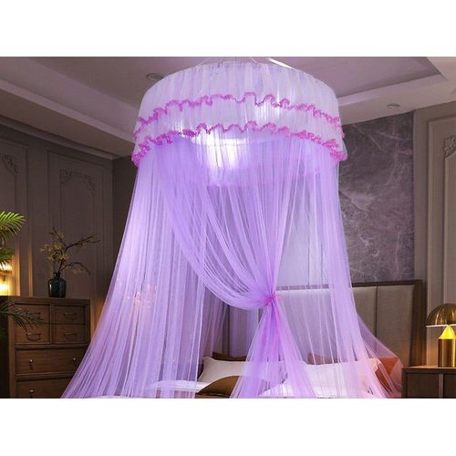 Moustiquaire À Baldaquin Violette, Rideau Suspendu Pour Tailles De Lit Universelles